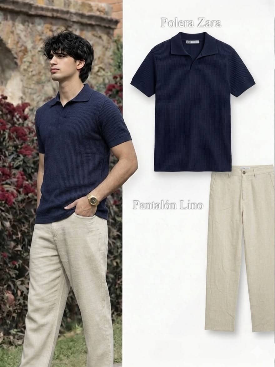 POLERA AZUL TEXTURADA